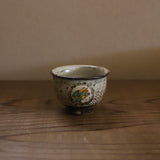 島岡達三 象嵌赤絵草花文煎茶器 (湯呑 6客 / 急須) 共箱
