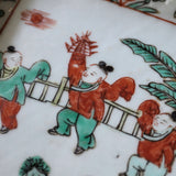 幕末明治 南京赤絵写 人物図四方皿