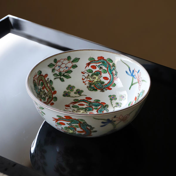 幕末明治 南京赤絵写 龍文様向付