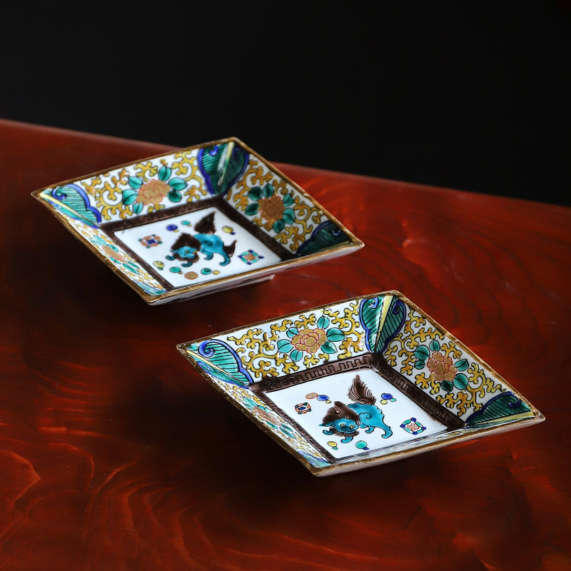 明治 古九谷菱形中皿