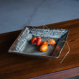 島岡達三 地釉打刷毛目角皿