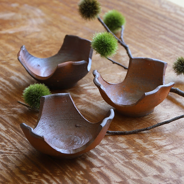 藤原博 備前焼 小鉢6客 共箱 向付 和食器 容器 日本料理 在銘 緋襷 ボウル 藤原博 備前焼 小鉢6客 共箱 向付 和食器 容器 日本料理 在