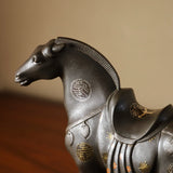 高橋介州「加賀象嵌 瓦当紋馬（がとうもんうま）」共箱 共しふく