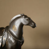 高橋介州「加賀象嵌 瓦当紋馬（がとうもんうま）」共箱 共しふく