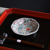 幕末明治 南京赤絵写 八角花鳥文皿