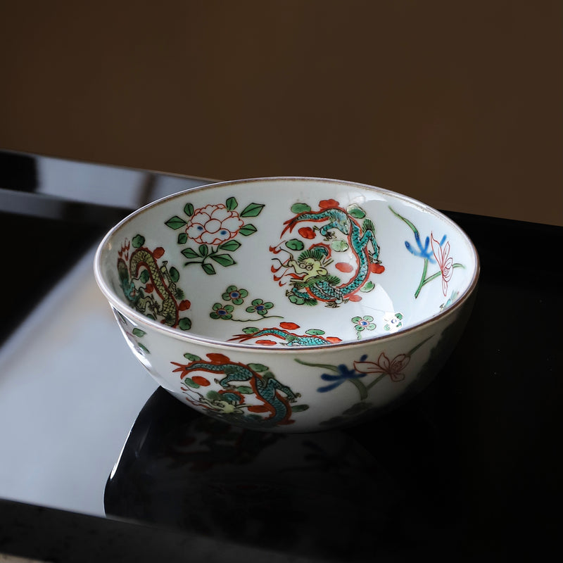 幕末明治 南京赤絵写 龍文様向付