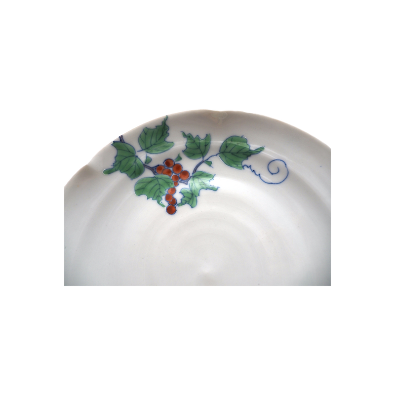 ☆高橋 誠 色絵☆【野葡萄に山雀図 絵皿】共箱 共布付き ☆高橋 誠 色絵☆【野葡萄に山雀図 絵皿】共箱 共布付き