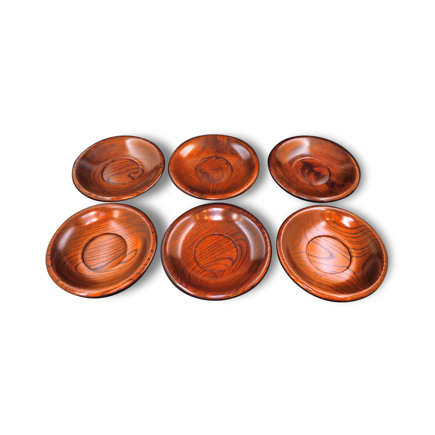 黒田辰秋 拭漆﨔茶托 六客揃 – Gallery Nisui 黒田辰秋 拭漆﨔茶托 六客揃 – Gallery Nisui