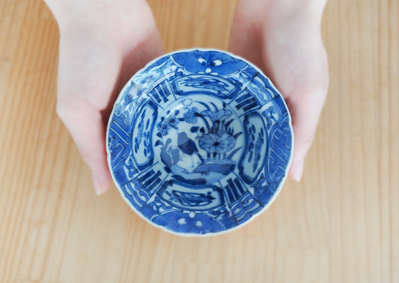 江戸後期 染付芙蓉手向付