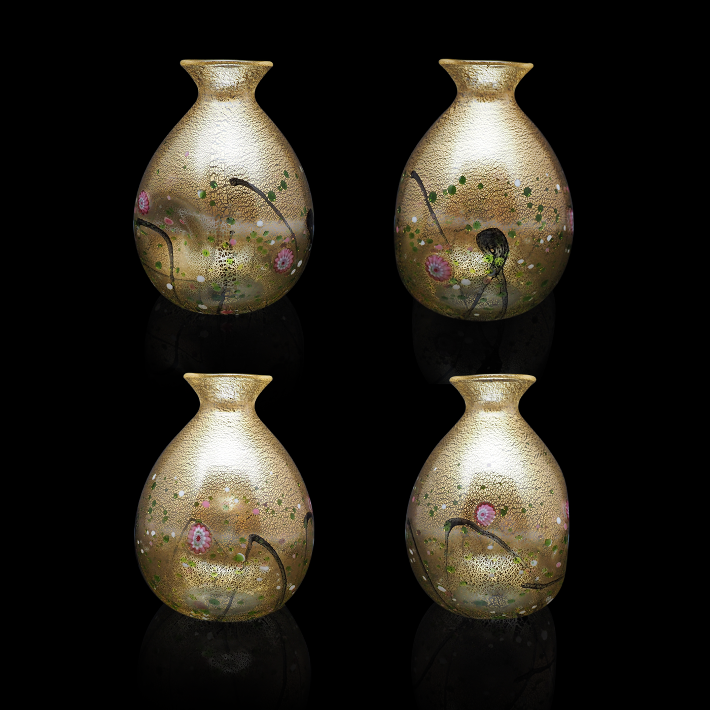 新品 未使用品 黒木国昭作 酒器 金彩 光琳 徳利 おちょこ 人間国宝ガラス工芸 黒木国昭 手吹ガラス 酒器 金彩「光琳」 – Gallery Nisui